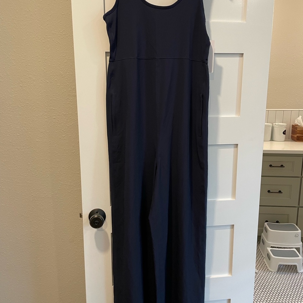 Athleta Blue Sleeveless Jumpsuit with Wide-Leg Fit